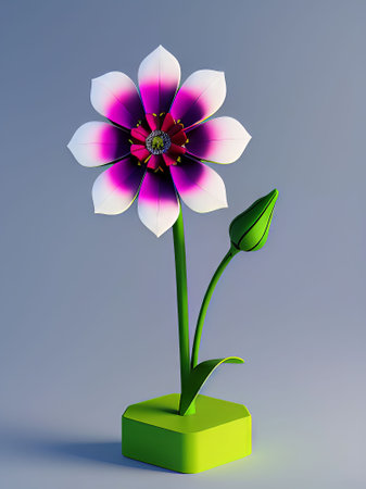 3d illustration of a flower in the form of a flowerpotの素材