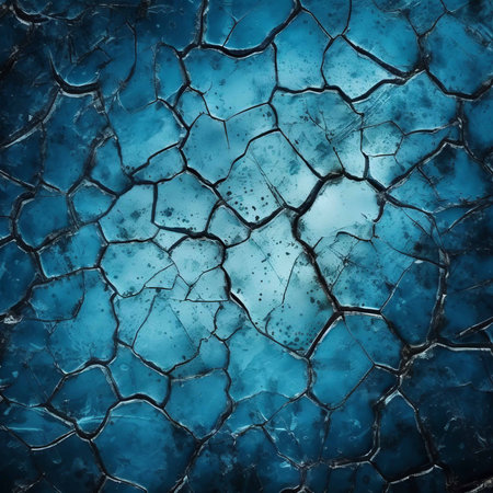 Cracked blue paint on the wall. Abstract background and texture for design.の素材