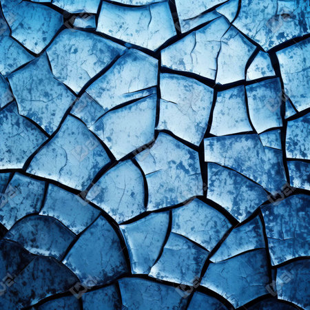 Cracked blue glass texture. Abstract background and texture for design.の素材