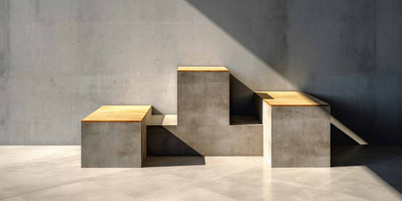 3d rendering of concrete podium for product presentation in modern interior.の素材