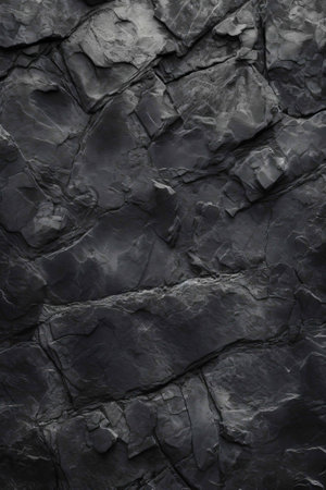 Black stone wall texture background. Close up of black stone wall.の素材