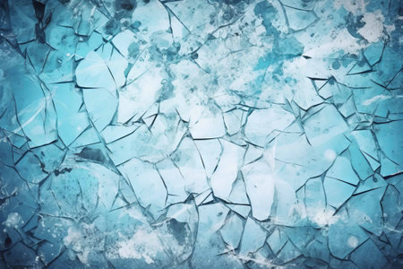 Broken glass background. Blue cracked ice texture. Ice background.の素材