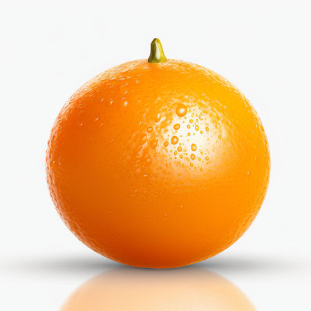 Orange with water drops isolated on white background. 3D illustration.の素材