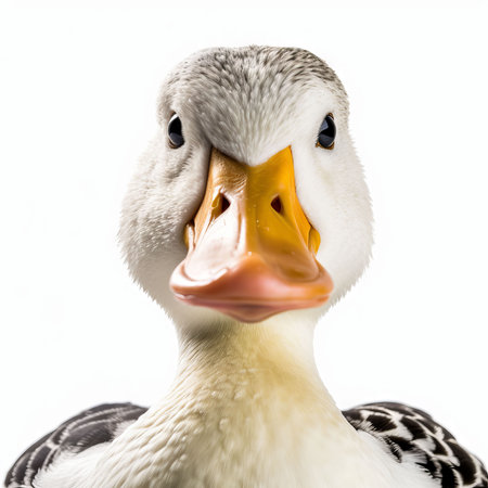 Portrait of a duck on a white background. Isolate.の素材