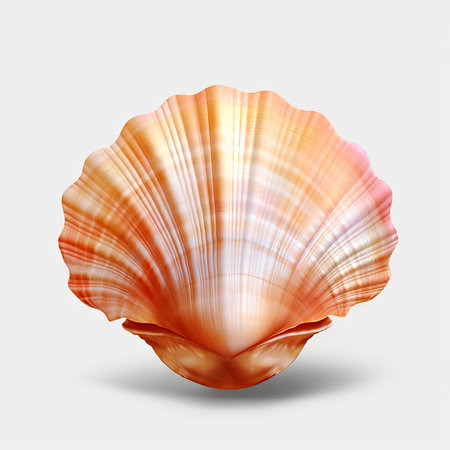 Seashell isolated on white background. Realistic vector illustration.の素材
