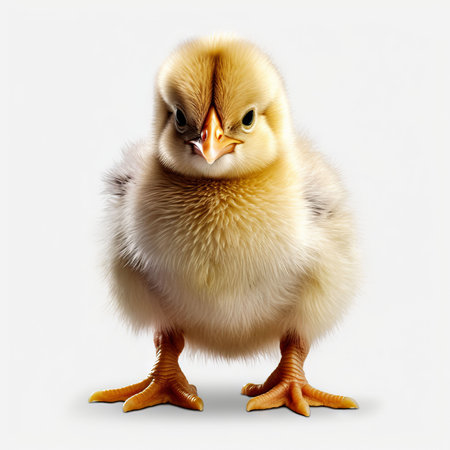 Cute little chicken isolated on white background. 3D rendering.の素材