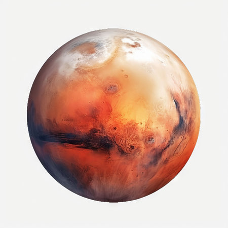 Planet Mars on a white background. 3d render. Solar system.の素材