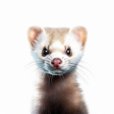Portrait of a ferret. Isolated on white background.の素材