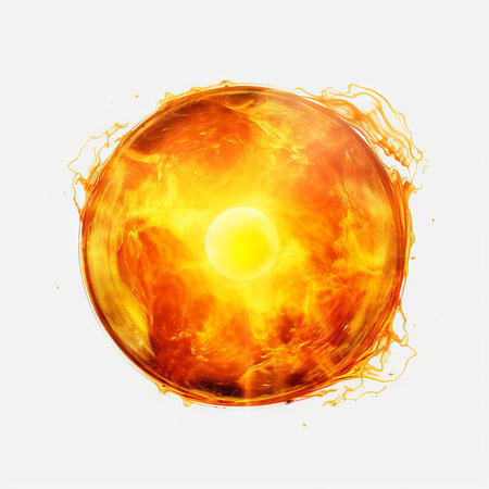 Burning planet with sun on white background. Vector illustration. Eps 10の素材