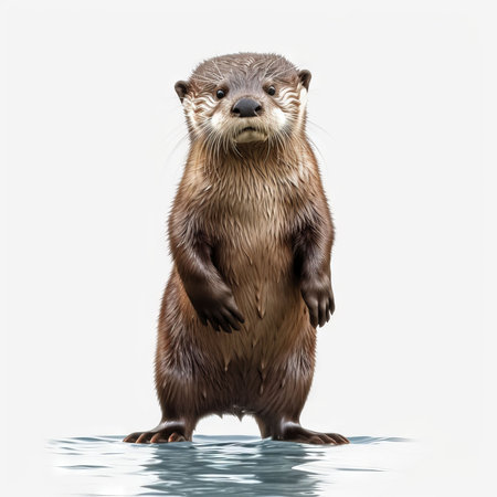 Otter isolated on a white background. 3d rendering.の素材