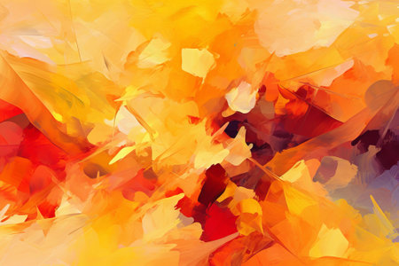Abstract watercolor background with yellow, orange and red autumn leaves.の素材