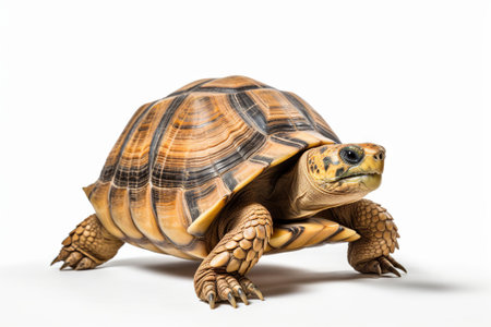 African spurred tortoise isolated on white background. (Geochelone sulcata)の素材