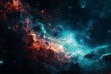 Nebula and stars in deep space. Science fiction wallpaper.の素材