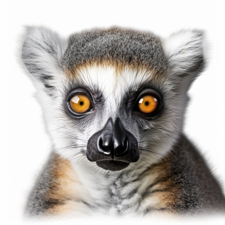 Ring-tailed lemur (Lemur catta) isolated on white backgroundの素材