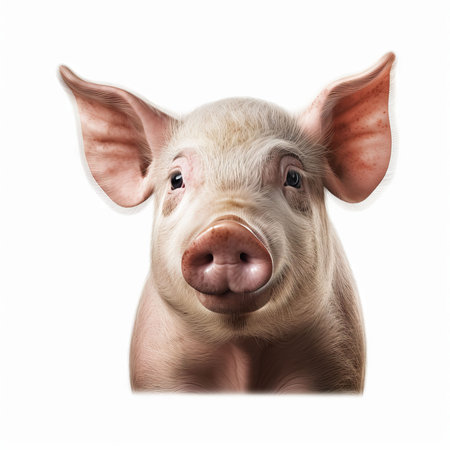 Portrait of a cute pig. Isolated on white background.の素材