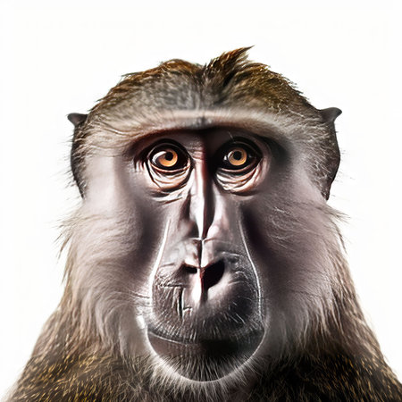Portrait of a monkey, isolated on a white background. Close-up.の素材