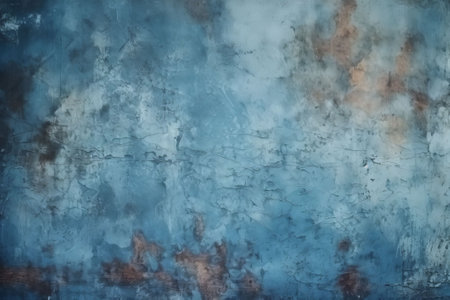 Abstract grunge background of old blue wall with peeling paint.の素材