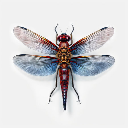 Dragonfly isolated on a white background. 3d render illustration.の素材