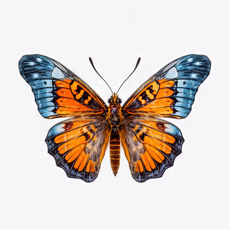 Colorful butterfly isolated on white background. Watercolor hand drawn illustration.の素材