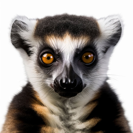 Ring-tailed lemur (Lemur catta) isolated on white backgroundの素材