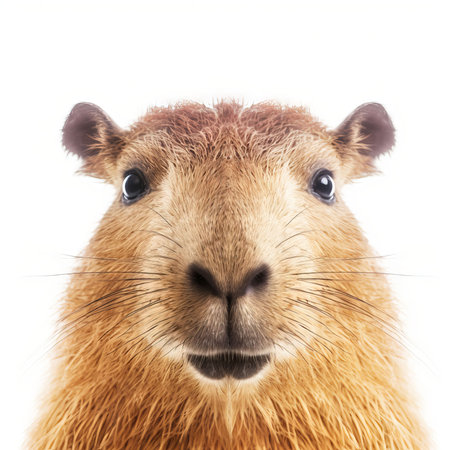 Capybara (Hydrochoerus hydrochaeris) isolated on white backgroundの素材