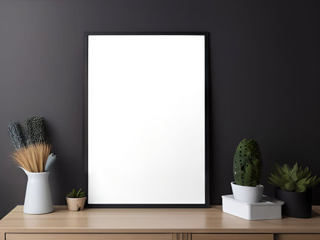 Mock up poster frame in modern interior background, 3d renderの素材