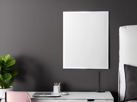 Mock up poster frame in modern interior background, 3d renderの素材