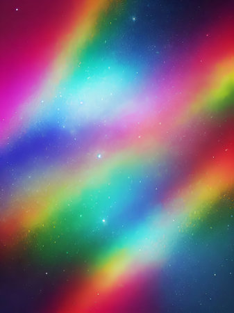 abstract rainbow background with some smooth lines in it and some starsの素材