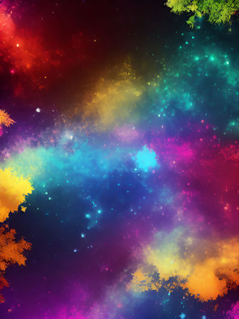 Abstract colorful background with stars and nebula. Computer generated graphics.の素材