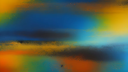 abstract blue and yellow background with water drops on the glass.の素材