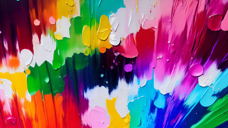 Colorful abstract background of oil paint on a palette close-upの素材