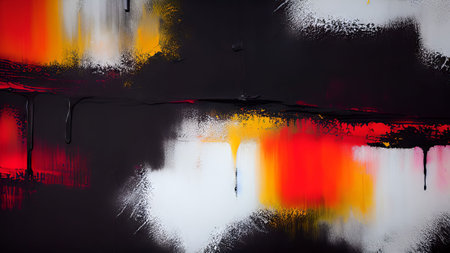 abstract background painting black, red, yellow, orange and blueの素材