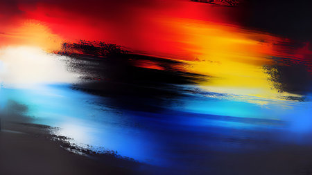 colorful abstract background with brushstrokes and spots of different colorsの素材