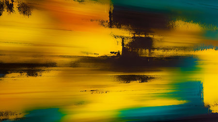 abstract yellow and green background with grunge brushstrokes.の素材