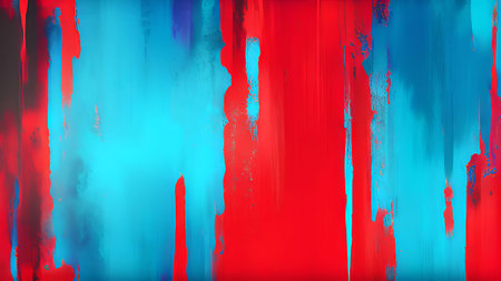 abstract background of blue and red paint strokes on a black backgroundの素材