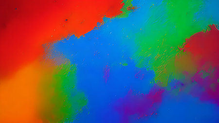 abstract background of oil paint in red, blue and green colorsの素材