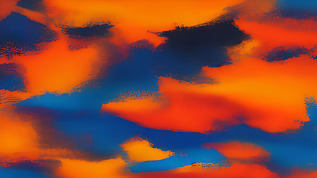 abstract background with blue and orange watercolor spots in the centerの素材