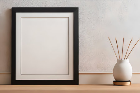 Mockup poster frame in modern interior background, 3d renderの素材