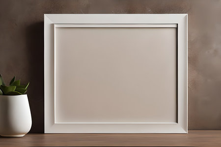 Blank picture frame mockup in interior background, 3D renderingの素材