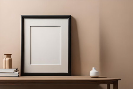Mock up poster frame in interior background. 3d render illustrationの素材