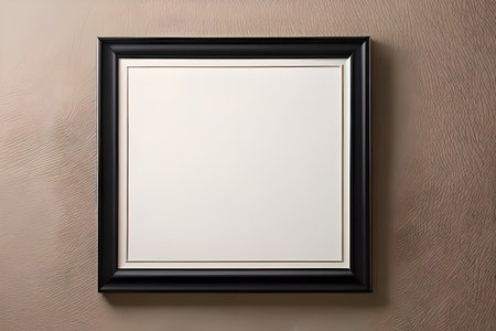 blank picture frame hanging on the wall in the room, stock photoの素材