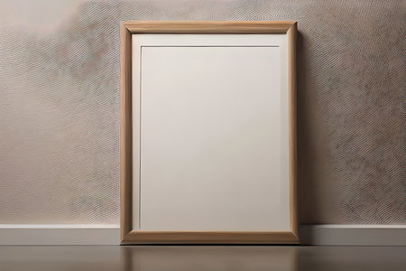 Blank picture frame on the wall background. 3d rendering.の素材