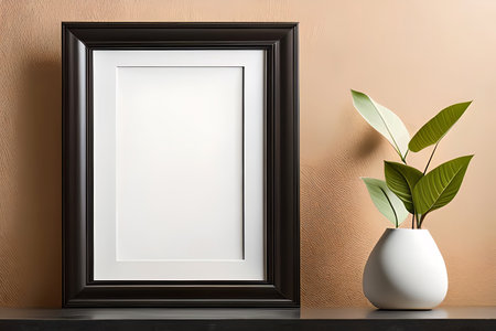 Mock up poster frame in modern interior background. 3d renderの素材