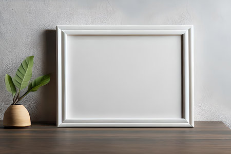 White frame mockup in modern interior with plant. 3d renderの素材