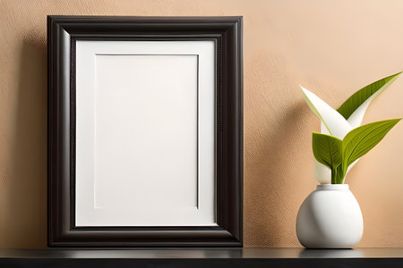 Mock up blank frame in interior background. 3d rendering, 3d illustration.の素材