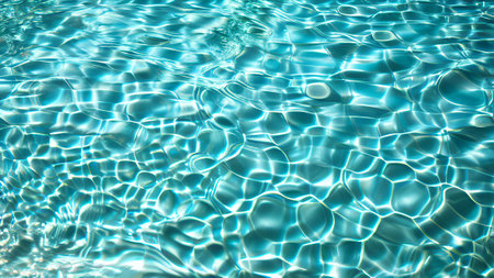 Blue water in swimming pool background. Swimming pool rippled texture.の素材