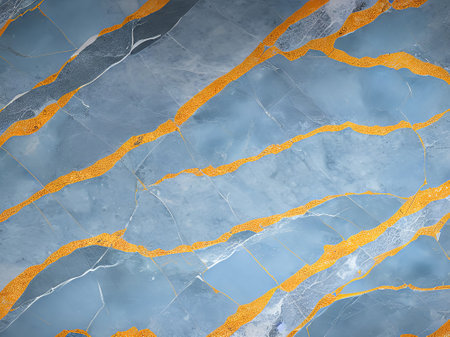 marble texture background floor decorative stone interior stone pattern with gold and blueの素材
