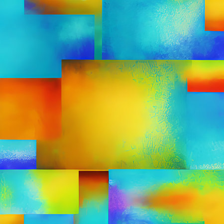 abstract watercolor background with blue, yellow, orange, green colorsの素材