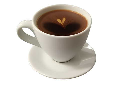 Cup of coffee with heart shape isolated on a white background.の素材