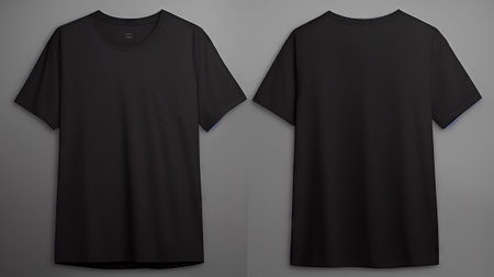 Blank black t-shirt mockup, front and back viewの素材